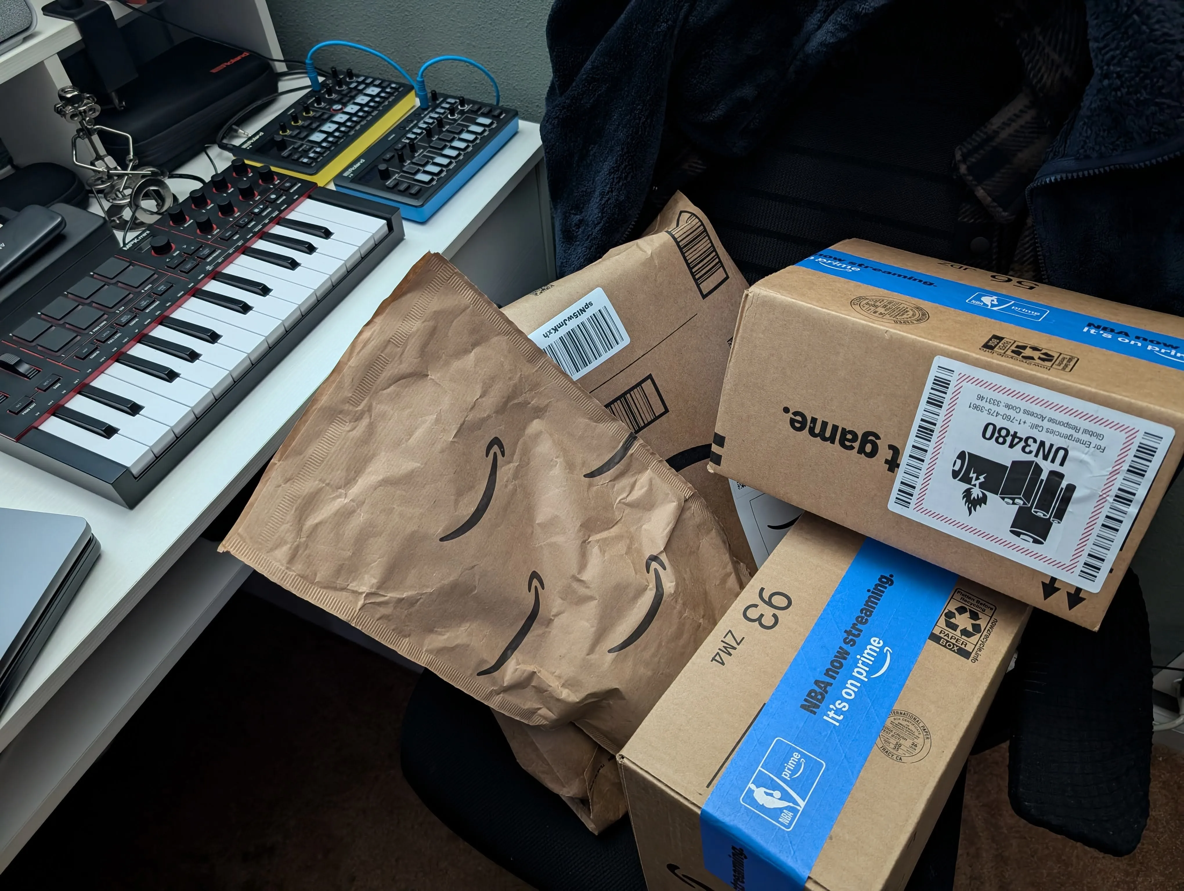 Shipping boxes of RC airplane components before unboxing