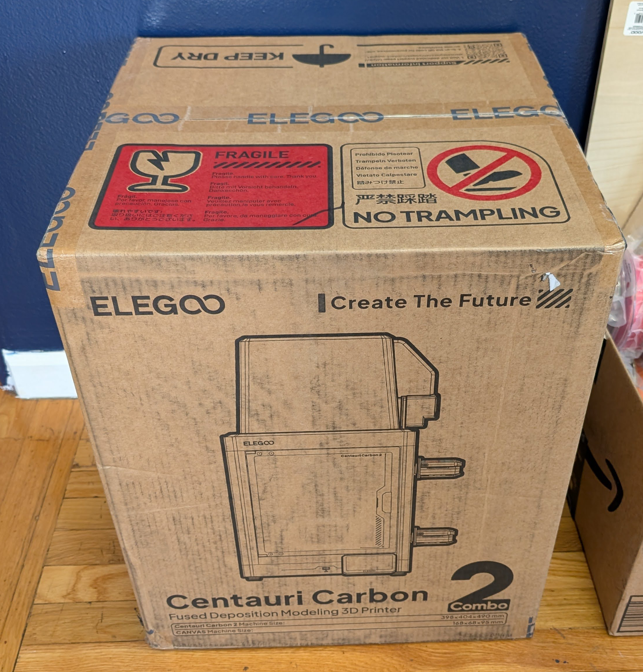 The sealed Elegoo Centauri Carbon 2 Combo box before unboxing