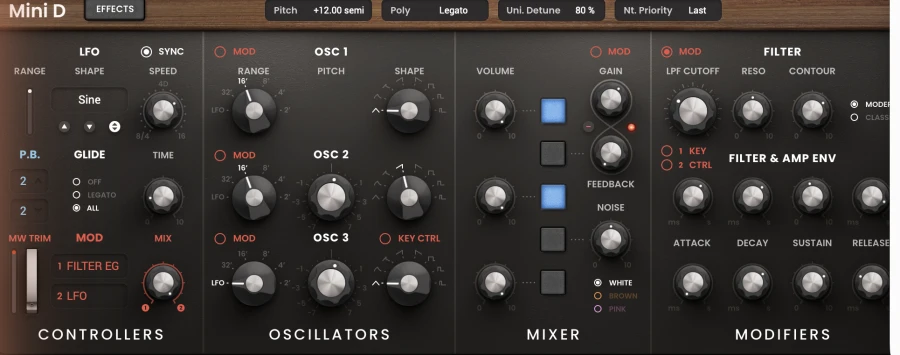 AIR Mini D synthesizer plugin interface