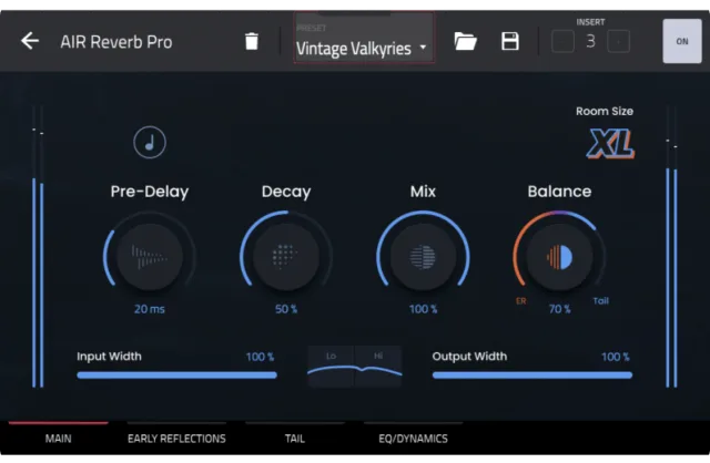 AIR Reverb Pro plugin interface