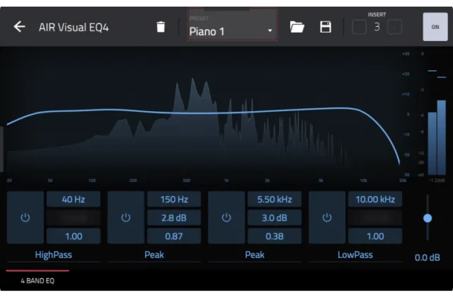 AIR Visual EQ4 plugin interface