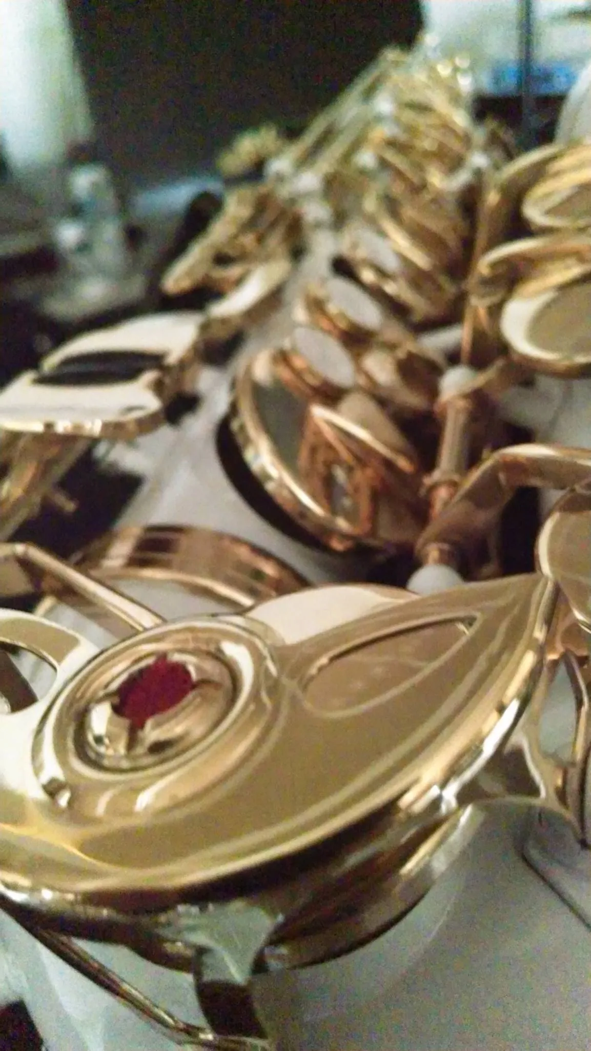 White and gold saxophone