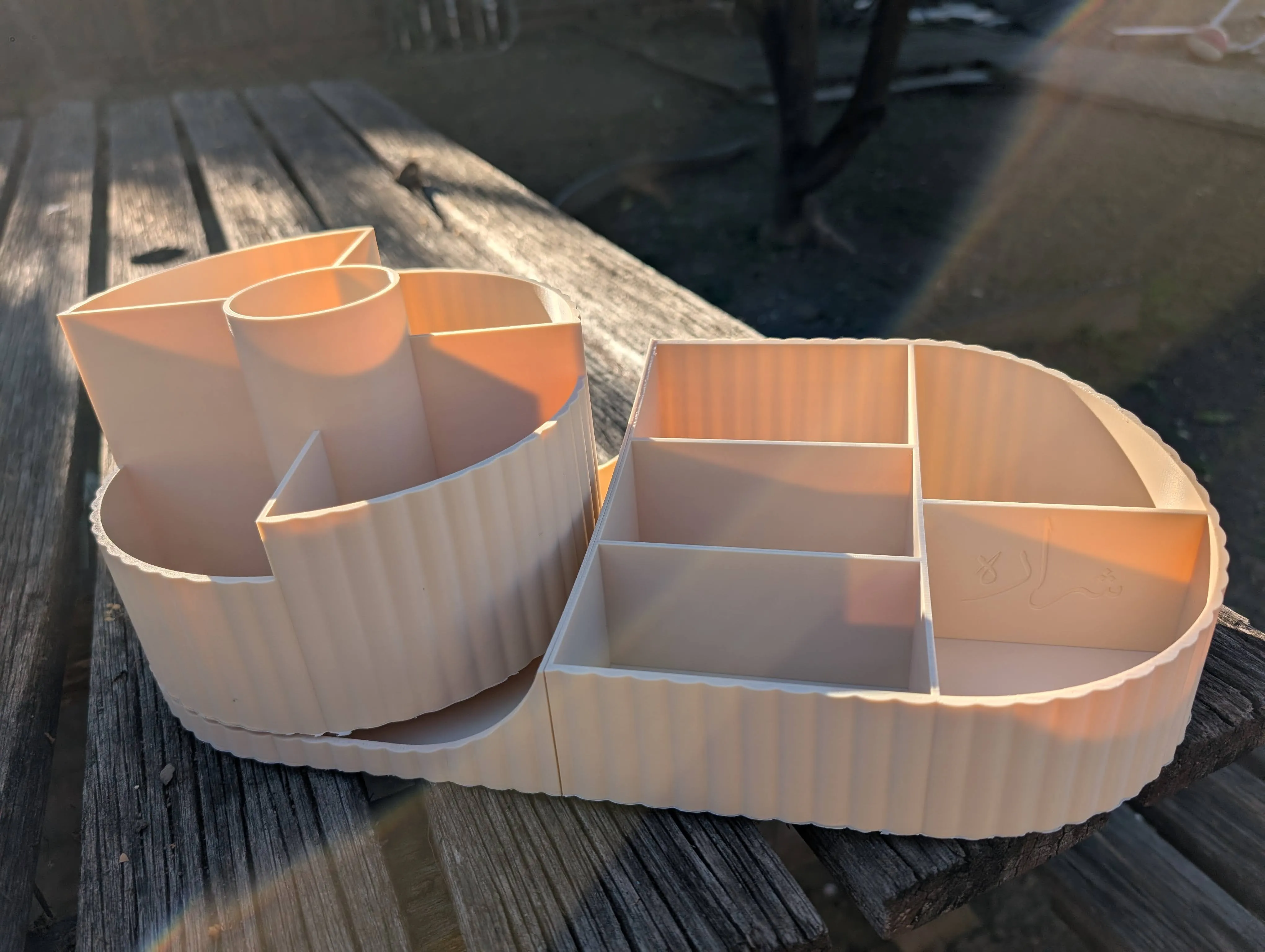 3D-printed makeup organizer mid-print on the Elegoo Centauri Carbon 2